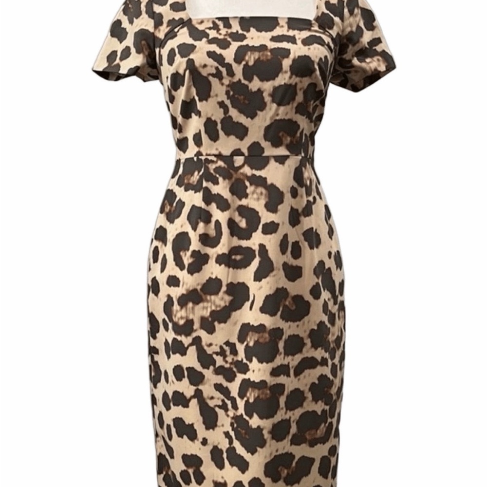 Banana Republic Leopard-Print Midi Dress in Brown and Tan